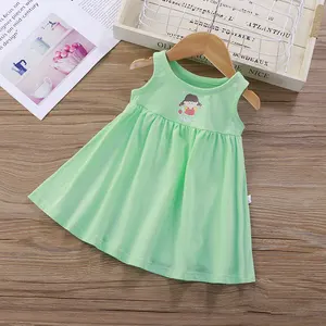 12-24M夏の女の赤ちゃんの服ノースリーブ新生児の女の子のドレス無地の赤ちゃんのカジュアルなドレス