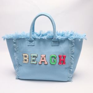 2025 New Summer Trendy Tassel Portable Bohemian Fringe Bag Pink <b>Canvas</b> Shoulder Thick <b>Canvas</b> <b>Tote</b> Waterproof Beach Shopping Bags - Product Image 3