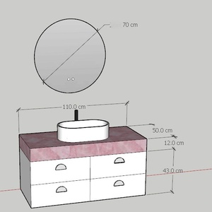 Meuble de salle de bain autoportant en céramique avec vasque, en pierre de Feng Shui, couleur crème - Product Image 6