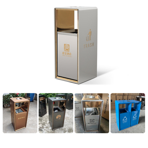 Ufficio pubblico commerciale moderno di lusso in <span class=keywords><strong>metallo</strong></span> doppio strada in acciaio inox per esterni <span class=keywords><strong>bidone</strong></span> della spazzatura per interni per hotel - Product Image 4