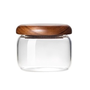 <span class=keywords><strong>Barattolo</strong></span> di vetro trasparente a righe con copertura in bambù, contenitore rotondo piccolo per cucina a prova di umidità, <span class=keywords><strong>barattolo</strong></span> in vetro per caffè di grado alimentare - Product Image 3