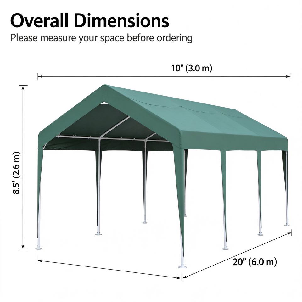 Steel Outdoor Carport Parking Shelter Sunshade Tent Portable Garage ...