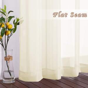 Cortinas translúcidas al por mayor con bolsillos para varillas, tamaño personalizado, color crema beige, 100% poliéster, con aislamiento, para ventanas, con ojales, para sala de estar - Product Image 5