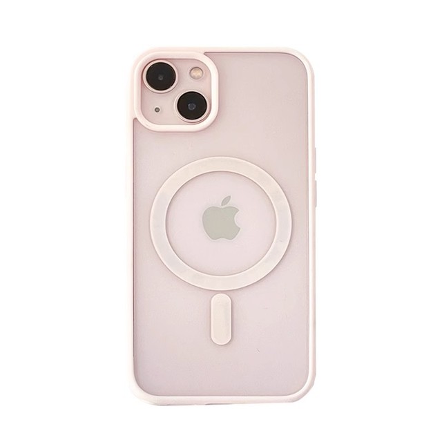 New Transparent pink Silicone Magnetic Phone Case for IPhone16 Pro Max Apple