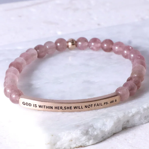 Loveher Gepersonaliseerde Paar Natuursteen Kralen Armband Gegraveerd Bericht Natuursteen Armband Cadeau Voor Haar Psalmen Sieraden - Product Image 1