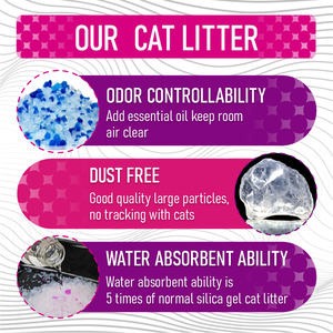 Lettiera per Gatti in Gel di Silice all'Ingrosso dalla Fabbrica, Forte Deodorizzazione, Senza Polvere, Agglomerazione Rapida, Super Assorbente, Smaltibile nel WC, Ecologica - Product Image 2