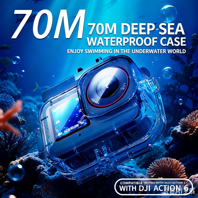 Waterproof Housing 70M IPX8 Diving Case Snorkeling Surfing Underwater Protective Shell Camera Accessories for Osmo Action 6