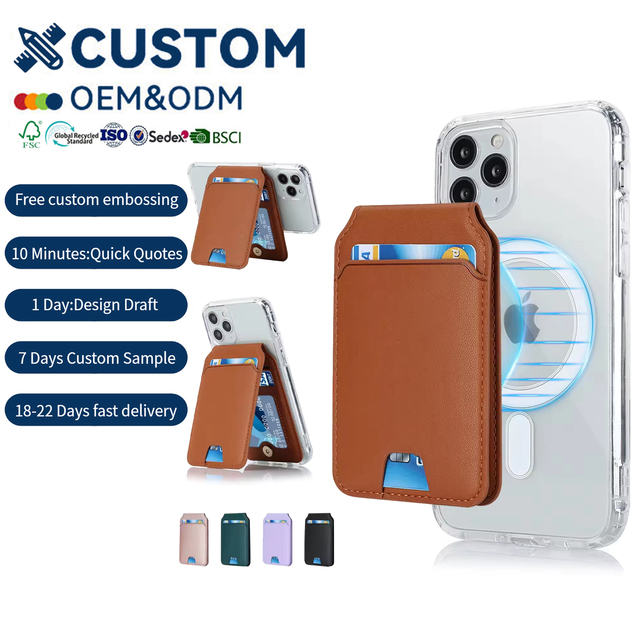 Fashion Business Magnetic Phone Wallet Business Card Holder Adjustable RFID Blocking Slim PU Leather Mag Safe Stand Wallet for
