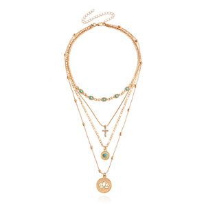 เครื่องประดับข้ามพรมแดนแบบยุโรปและอเมริกันแฟชั่นแบบหลายชั้นแบบห่วงโซ่กลวงดอกไม้ฝัง - Product Image 6