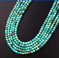 Perles rondes lisses en turquoise naturelle AMARA, 3 mm-10 mm, qualité supérieure, pour bijoux, bracelet de cheville, bracelet, femmes, filles, 13 pouces, brins de rondelles
