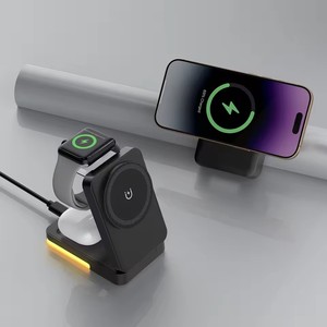 Soporte de cargador inalámbrico con luz LED plegable 3 en 1 para <span class=keywords><strong>iPhone</strong></span> 17 16 15 14 para <span class=keywords><strong>Apple</strong></span> <span class=keywords><strong>Watch</strong></span> para Airpods Pro estación de carga rápida - Product Image 5