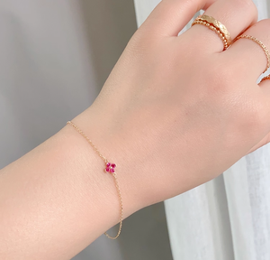 <span class=keywords><strong>Pulsera</strong></span> de <span class=keywords><strong>oro</strong></span> puro de 14 quilates para mujer, Simple a la moda para el uso diario, <span class=keywords><strong>pulsera</strong></span> de <span class=keywords><strong>oro</strong></span> con flor verde, <span class=keywords><strong>pulsera</strong></span> de <span class=keywords><strong>oro</strong></span> puro de trébol - Product Image 3