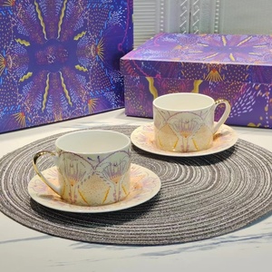 European Style Light Luxury Bone China High-End Afternoon Tea Plate Coffee <b>Cup</b> <b>Set</b> Exquisite Eco-Friendly Gift Box Porcelain - Product Image 3