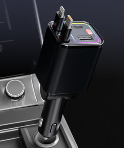 ที่ชาร์จในรถ4อิน1แบบพับเก็บได้มีไฟแวดล้อมอะแดปเตอร์ในรถ USB C ชาร์จเร็วมากสำหรับที่จุดบุหรี่ - Product Image 5