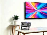 Projecteur intelligent 500 ANSI Lumens, résolution native 1080P, WiFi 6, Bluetooth, mise au point automatique, correction automatique de la distorsion trapézoïdale, décodage 4K, projecteur de cinéma maison