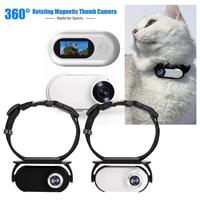 Caméra de collier pour chien d'extérieur 1080P HD CMOS, grand angle 120 degrés, mini caméra d'action sportive rechargeable, étanche IPx6 pour chiens et chats