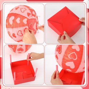 6 ensembles de lanternes <span class=keywords><strong>en</strong></span> papier <span class=keywords><strong>en</strong></span> forme de cœur pour la Saint-Valentin avec panier, lanternes <span class=keywords><strong>en</strong></span> papier rouge et rose <span class=keywords><strong>en</strong></span> forme de cœur, bonbons, collations, décorations de fête de la Saint-Valentin - Product Image 6