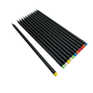 Custom 2B HB Black Wooden Pencil with Color <b>Eraser</b> Matte Round Plain for School Use CE Certified OEM & ODM - Product Image 3