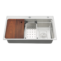 Évier de cuisine rectangulaire multifonctionnel simple en acier inoxydable avec planche à découper