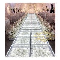 Fournitures de mariage, décoration florale, plateforme de scène en verre transparent, éclairage blanc, piste de danse LED, décoration d'événement