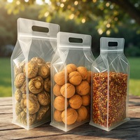 Sacs d'emballage transparents en plastique à fermeture éclair, à fond plat, auto-scellants, pour aliments et noix, avec poignée, vente en gros