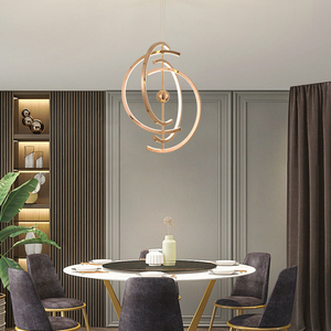 Vàng hiện đại <span class=keywords><strong>LED</strong></span> ánh sáng mặt dây chuyền điều chỉnh kim loại chải thép không gỉ dài hình dạng hình học cho nhà hàng chiếu sáng - Product Image 4