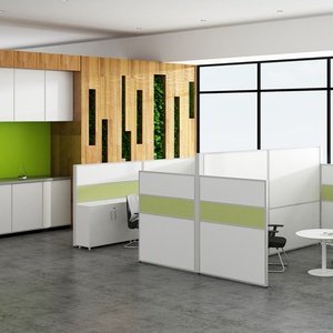 Modern 2-Person Modular Meeting <b>Table</b> with <b>Aluminum</b> Partition MDF Office Cubicle Workstation for Home or School Use - Product Image 3