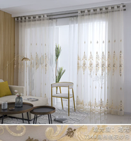 Rideaux en voile brodés en polyester écologique de luxe haut de gamme pour fenêtres françaises, design Art Déco, tailles personnalisées, salon