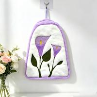 Serviette de toilette décorative brodée de fleurs de style coréen, en velours corail épais et moelleux, à suspendre dans la salle de bain