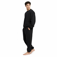 Combinaison en polaire pour homme à taille élastique, coupe ample, manches longues, en tissu polaire doux, chaude et idéale pour l'extérieur
