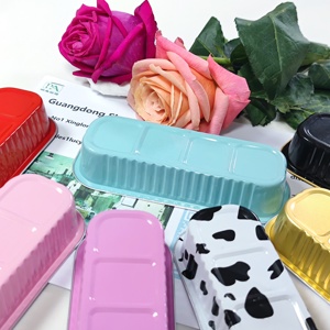 200Ml Hình Chữ Nhật Đầy Màu Sắc Mini Loaf Baking Pan 165*65*30Mm Có Thể Tái Chế Dùng Một Lần Nhôm Lá Bánh Container Với Nắp Nhựa - Product Image 3