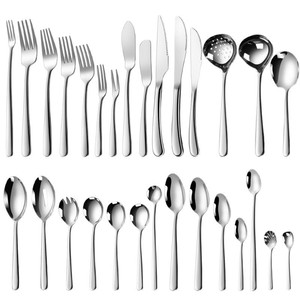 Ensemble de couverts en acier inoxydable 304 de la série <span class=keywords><strong>Viya</strong></span>, design moderne, vaisselle réutilisable pour la cuisine occidentale et les desserts des hôtels - Product Image 1
