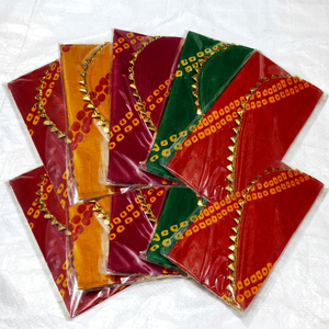 Sac à main artisanal en tissu Bandhani 8x4 pouces, pochette ethnique indienne traditionnelle avec garniture Zari, sac compact de mode pour femme, vente en gros - Product Image 1