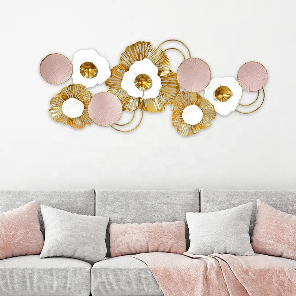 Metal Wall Decorations for Home Living Room Wall Decor Luxury Modern Pink Decoration