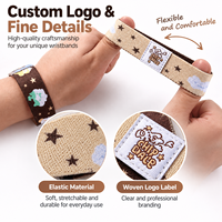 Maßgefertigte Elastische Armbänder mit Gewebtem Logo-Etikett Vollmuster-Stretch-Stoff-Armbänder für Veranstaltungen, Werbeaktionen und Werbegeschenke