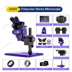 ROBOT MECÁNICO 6560T 6560T-B11 Microscopio estéreo <span class=keywords><strong>trinocular</strong></span> HD 6,5-60X Zoom continuo WF10X25 Ocular para placa base PCB - Product Image 2