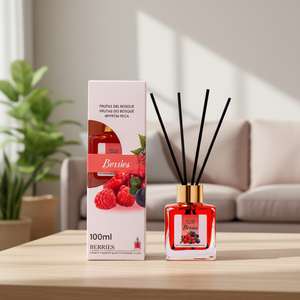 Diffuseur de parfum d'ambiance 100 ml en verre design, parfum fruité, huile essentielle, ensemble diffuseur à bâtonnets - Product Image 6