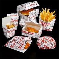 Boîte d'emballage en papier pour emporter, avec logo personnalisé, fabriquée en Chine, pour hot-dogs, hamburgers, poulet frit