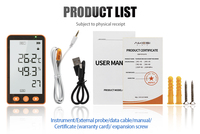 AIKESI-Medidor de datos de temperatura y humedad de punto de rocío dividido, portátil, USB, sonda extendida, para ingeniería