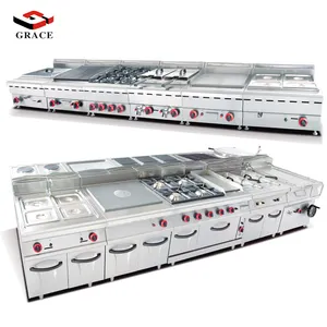 Grace 4 Burner 6 Burner Bếp Gas Với Lò Tủ Thương Mại Nhà Bếp Freestanding Khí Phạm Vi