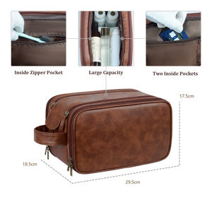 Grand Vintage Double Compartiments Luxe Voyage <span class=keywords><strong>Serviette</strong></span> Cosmétique Dopp Kits Étanche Rasage <span class=keywords><strong>Sac</strong></span> Personnalisé Hommes Trousse De Toilette - Product Image 5