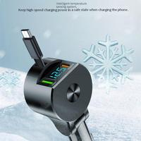 Chargeur de voiture USB-C 65W à charge ultra-rapide avec affichage de la tension et câble Type-C rétractable pour iPhone 16 – Produits Dropshipping 2026