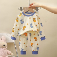 Vente en gros d'usine/OEM – Ensemble de sous-vêtements côtelés en coton doux pour enfants, style automne, pyjama unisexe pour bébés garçons et filles, vêtements d'intérieur