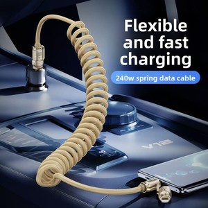 Cable de carga 5 en 1 de alta calidad al por mayor de fábrica, cable de carga USB retráctil de 1.2 m, cargador de coche con cable retráctil - Product Image 5