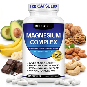 RHBESTOK Complejo de Magnesio con 8 Formas Elementales de Magnesio de 1000mg: Glicinato, Citrato, Malato y Taurato para Huesos y Músculos - Product Image 1