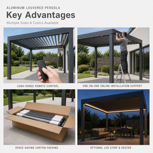 <span class=keywords><strong>Pergola</strong></span> <span class=keywords><strong>Bioclimatique</strong></span> Moderne d'Extérieur en Aluminium avec Lames Orientables, Imperméable, pour Terrasse et Jardin - Product Image 4