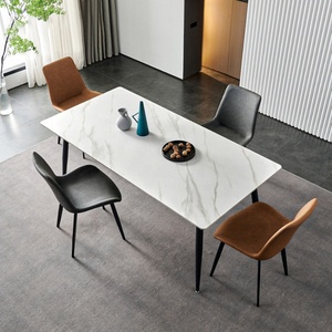 Đồ Nội Thất Nhà Phòng Ăn Hiện Đại Đặt Bằng Đá Cẩm Thạch Kim Loại Bàn Ăn Với 8 Ghế Được Làm Trong Phật Sơn Bàn Bộ Nhà Hàng - Product Image 4