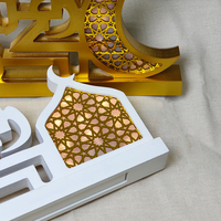 Décoration murale pour la maison pour l'Aïd al-Fitr, cadeau de festival, décoration LED en forme de lune avec calligraphie arabe, décoration de fenêtre pour le Ramadan