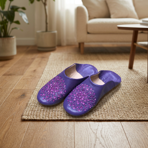 Sandales d'intérieur jaunes en cuir véritable à motif géométrique en strass, à bout ouvert, avec doublure en peluche rembourrée, souples, toutes saisons - Product Image 4