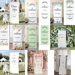 Letrero de Bienvenida para Boda de Tela de Lino Estilo Boho LANJO, Letrero Personalizado con Texto para Ceremonia de Boda, Decoración para Recepción y Despedida de Soltera - Product Image 3